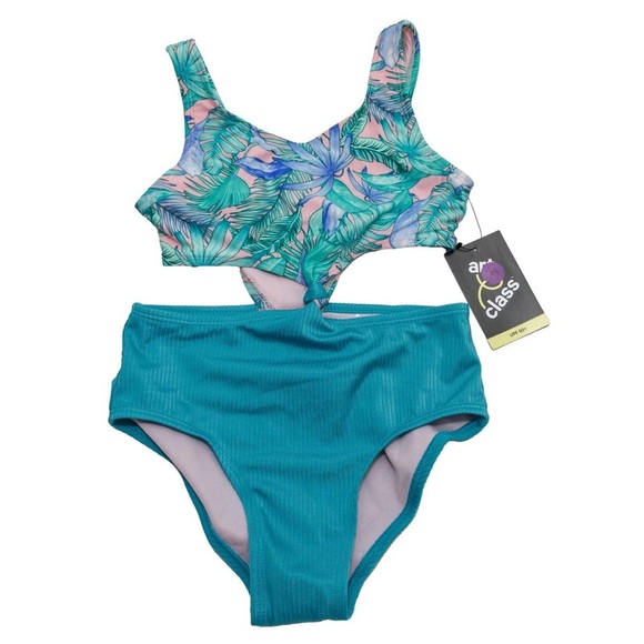Art Class Girls' Floral Printed Tropical Twist Swimsuit, Size L (10-12) - Picture 1 of 11